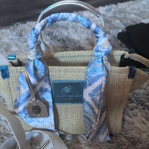 Kurt Geiger Mini Bag in Beige with Blue Details